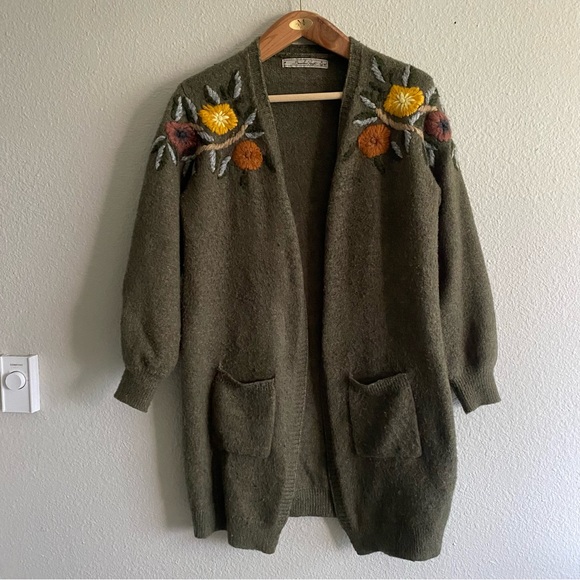 Embroidered Brown Cardigan Sweater - Picture 4 of 15